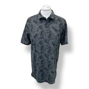 Travis Mathew Mens Polo Shirt Golf Active Large Gray & Black Floral Pattern L